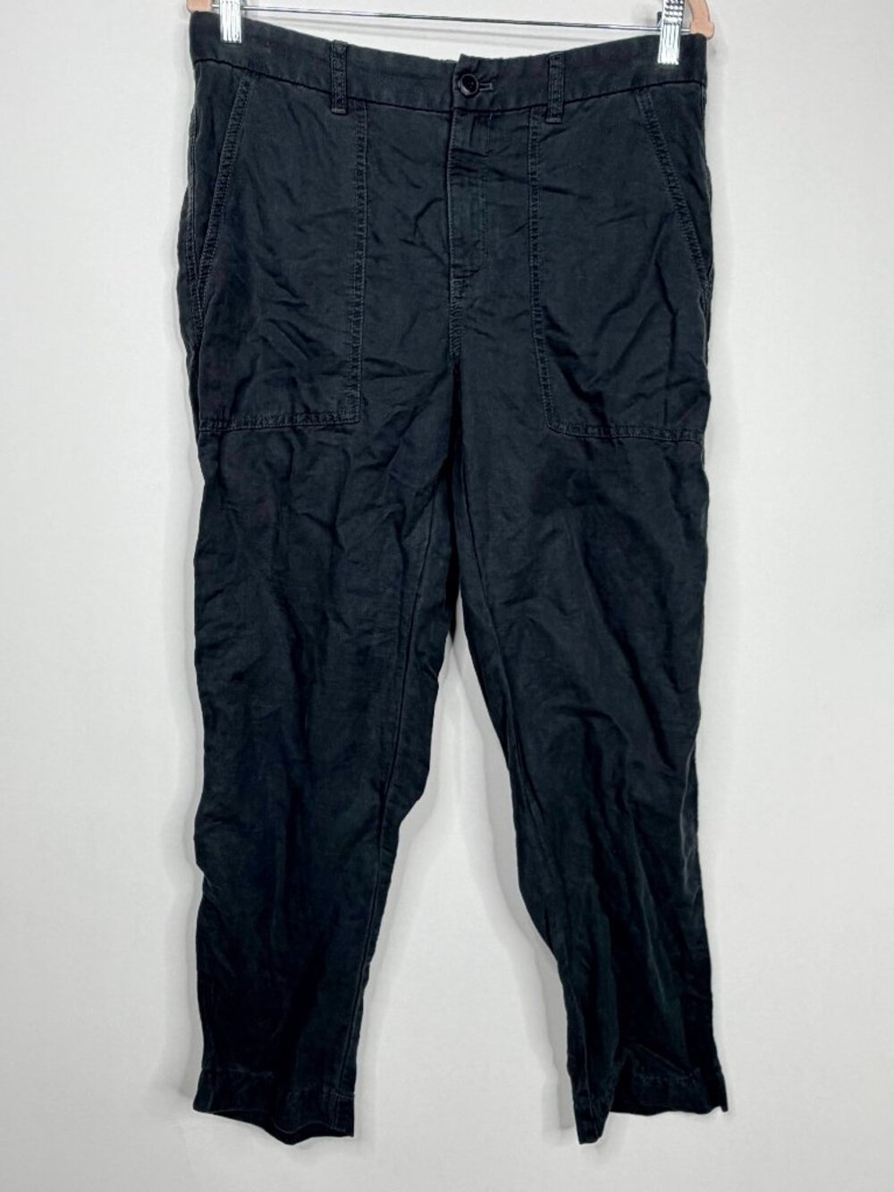 J. Crew Weekend Linen Pant Mid Rise Black 10 #A3061 - Picture 2 of 7
